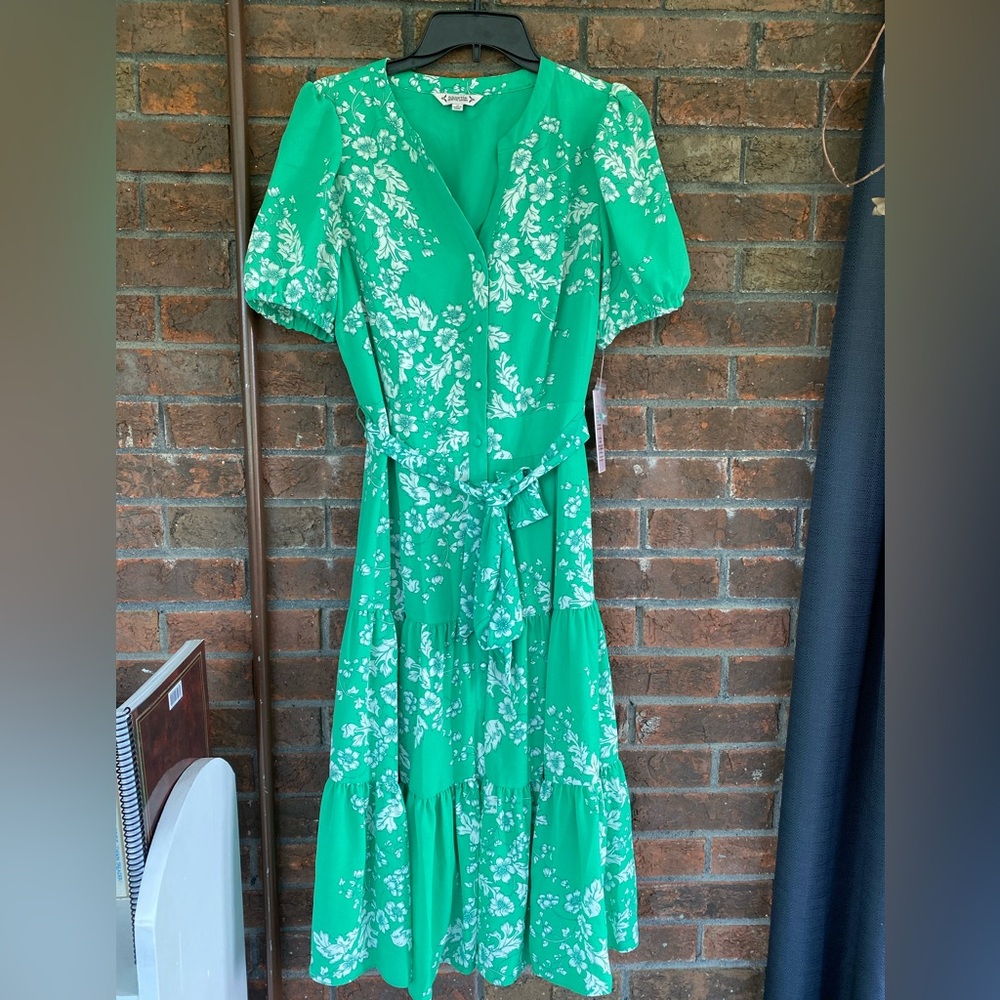 Green floral tiered Nanette Lepore midi dress